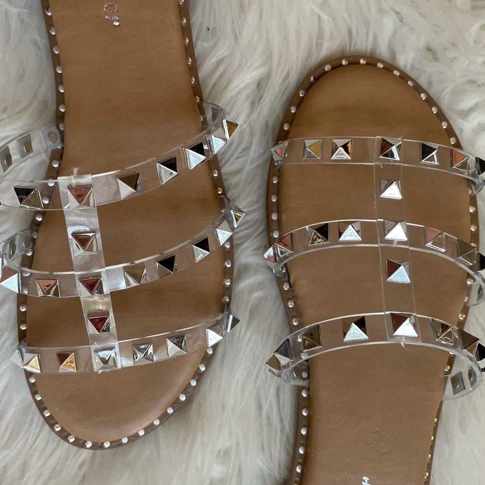 Clear Strap Spiked Sandals - Picture 5 of 12